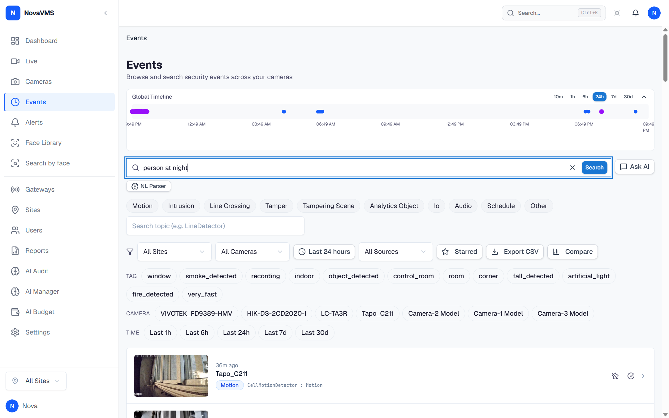 Search bar with a natural-language query typed in but not yet submitted